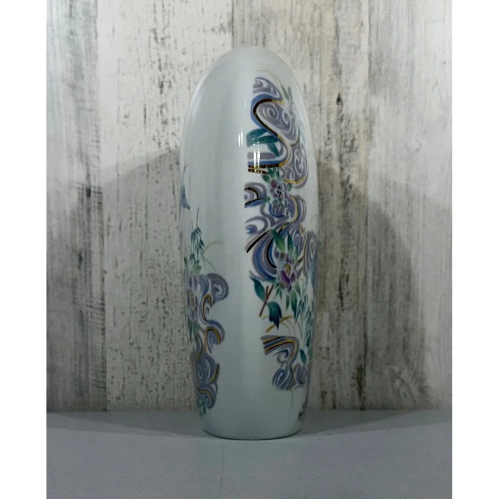 Impressions Vase White Floral Bird‎ Gold Gilt Porcelain Japan Vintage Macy's